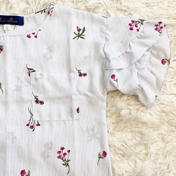 Blue Rain ruffle sleeve striped floral blouse - Picture 4 of 6